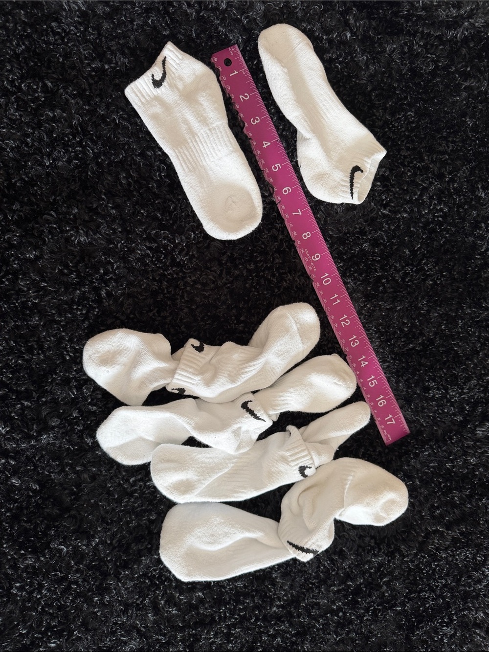 Nike White Low-Cut Athletic Socks with Black Swoosh - Pack of 5
